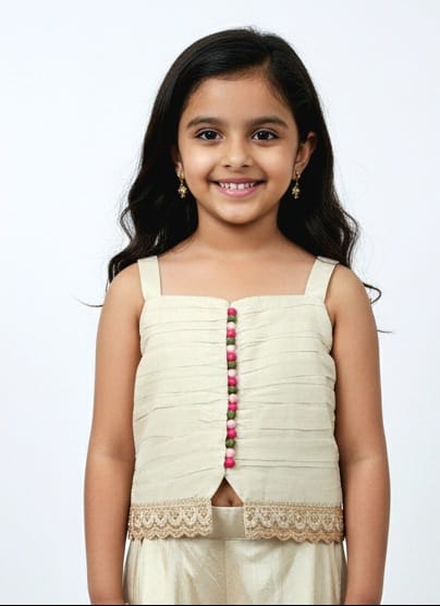 Cream Crop Top, Jacket, and Palazzo Set