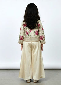 Cream Crop Top, Jacket, and Palazzo Set