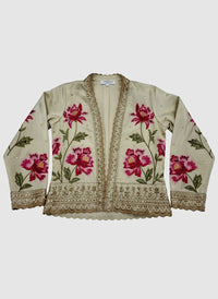 Cream Crop Top, Jacket, and Palazzo Set