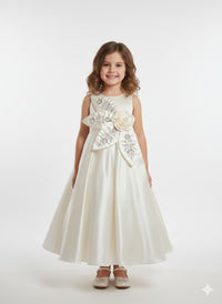 Cream Embroidered A-Line Gown