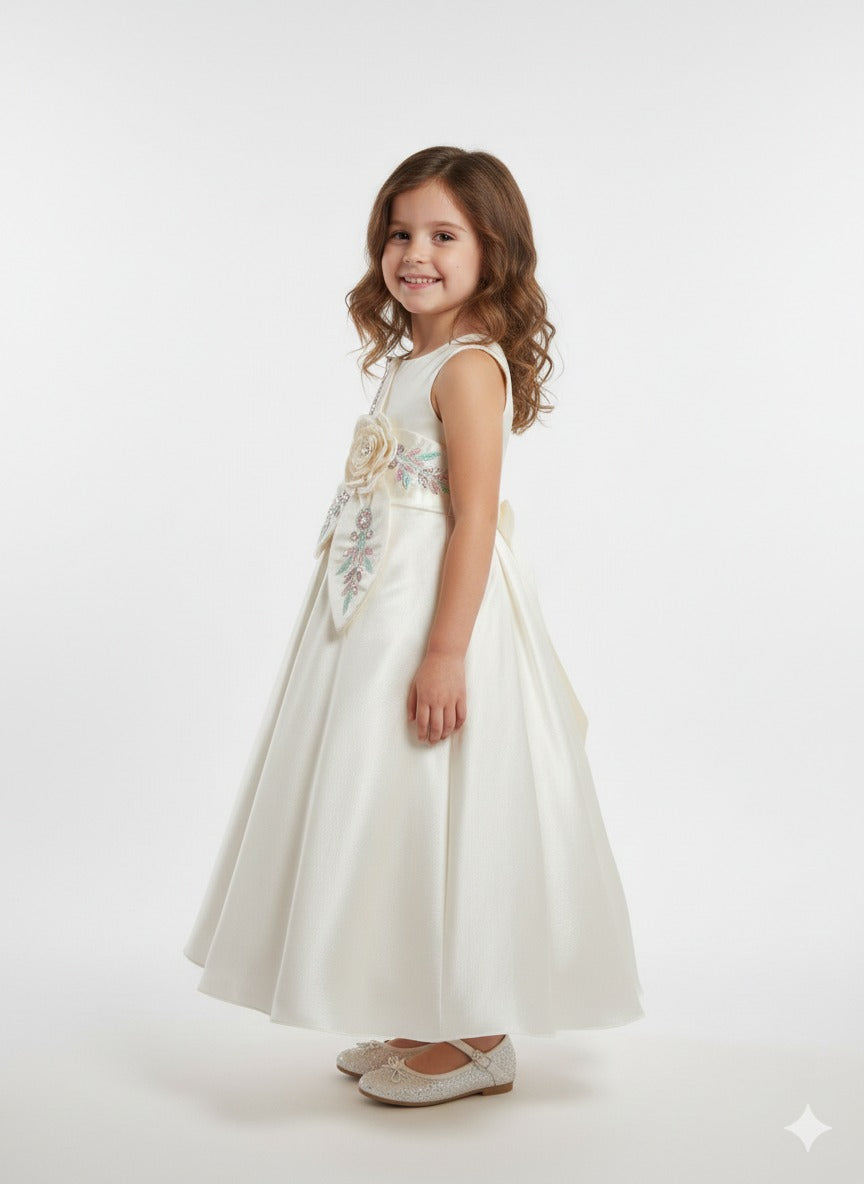 Cream Embroidered A-Line Gown