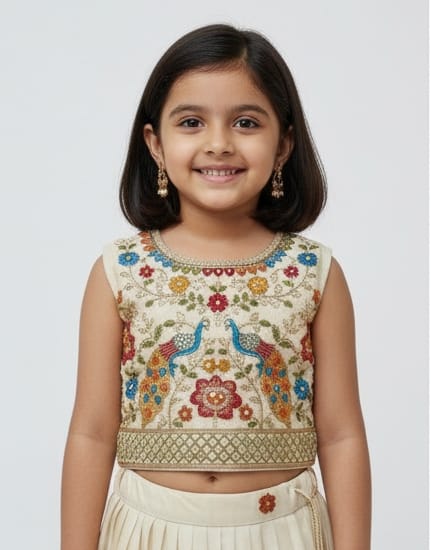 Cream Embroidered Lehenga set