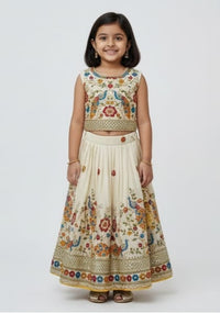 Cream Embroidered Lehenga set