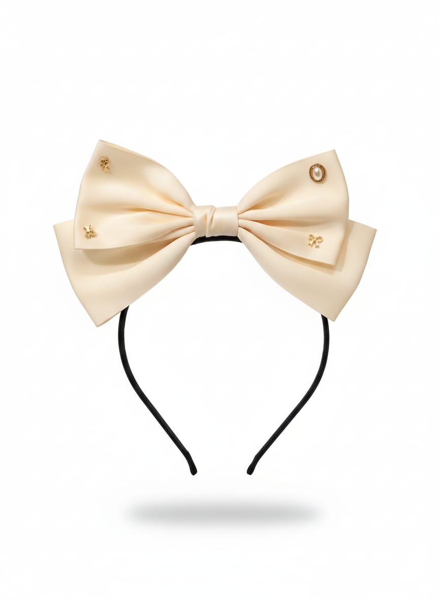 Cream Satin-finish Headband