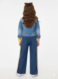 Dark Blue with White & Black Stripe