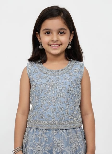 Dusty Blue Embellished Lehenga Set