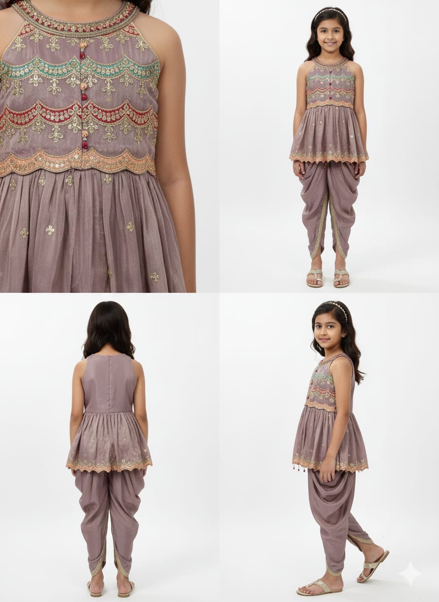 Dusty Lilac Dhoti Set