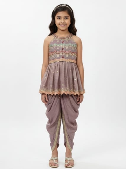 Dusty Lilac Dhoti Set