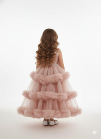 Dusty Rose Tulle Tiered Dress