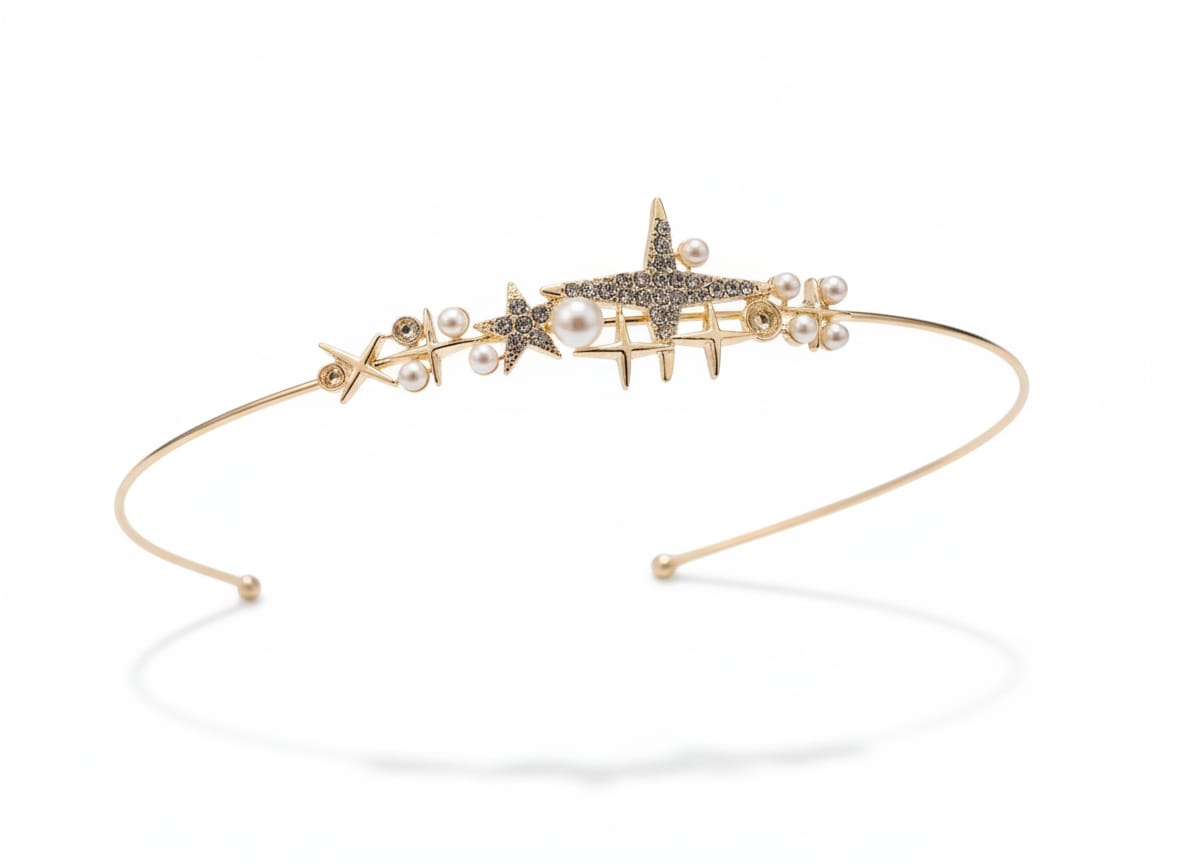 Eight-Pointed Stars Gold Tone Hairband