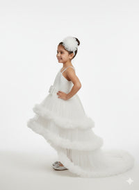 Ethereal White Frock with Detachable Tail