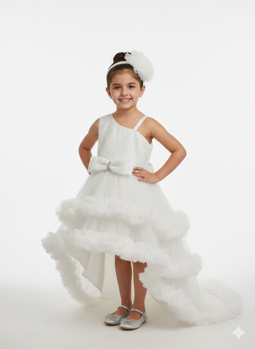 Ethereal White Frock with Detachable Tail