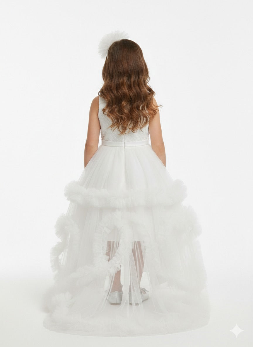 Ethereal White Frock with Detachable Tail