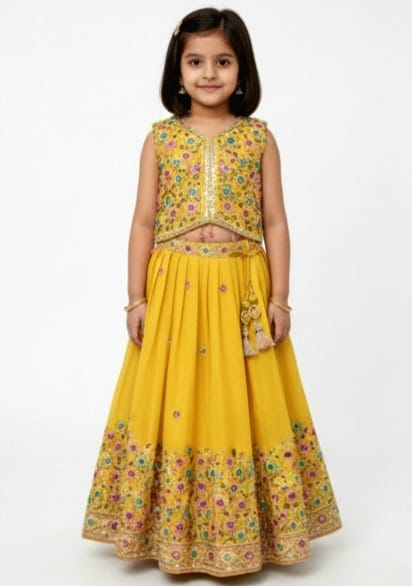 Floral Yellow Embroidered Set