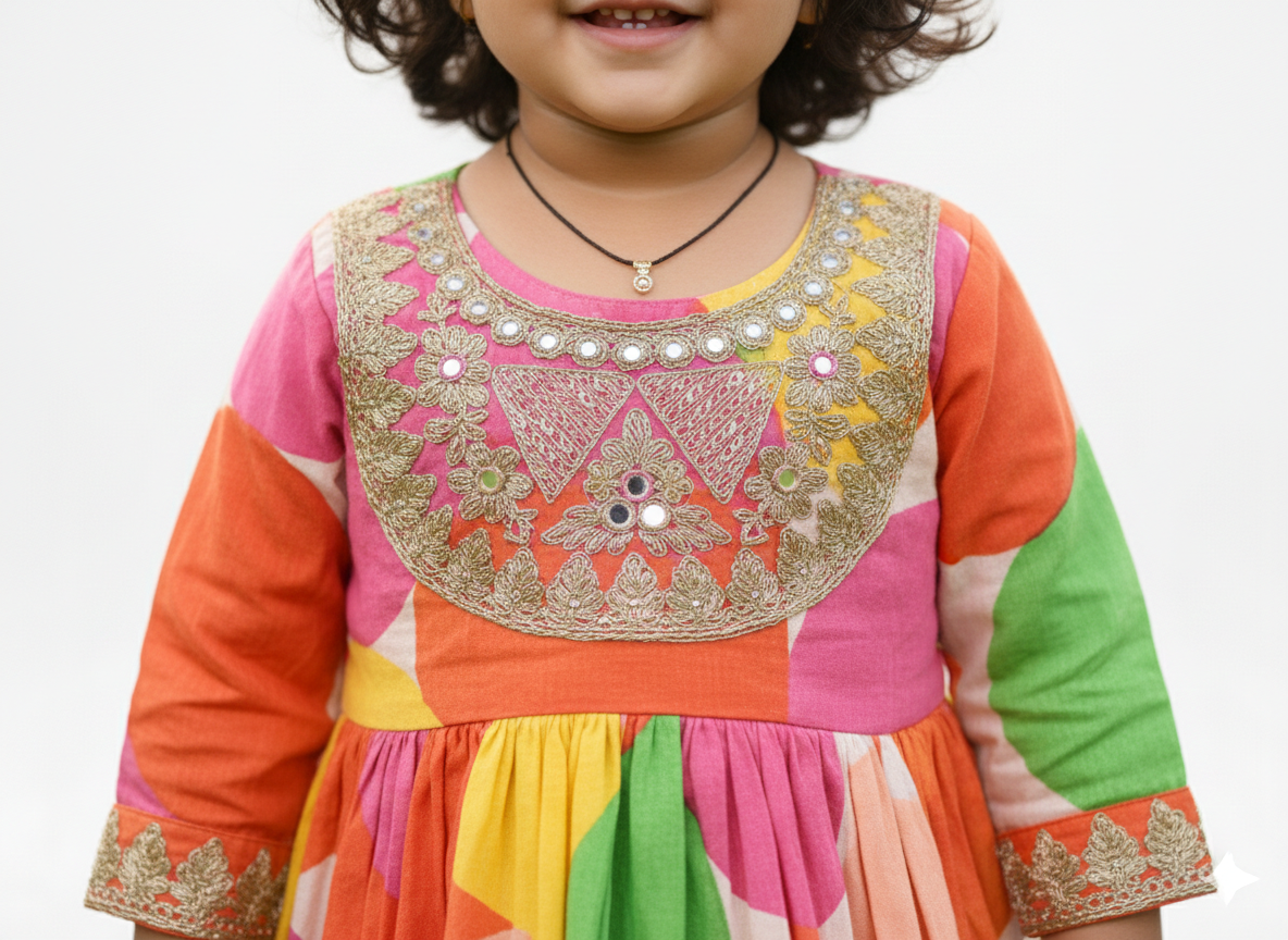 Vibrant Geometric Print Peplum Kurta Set