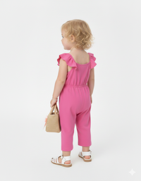 Girls' Pink Ruffle Sleeve Jumpsuit