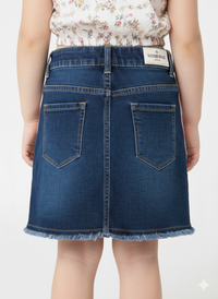Girls’ Indigo Denim Shorts With Signature Pink Stripes