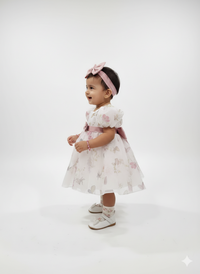 The "Ethereal Garden" Heirloom Organza Puff-Sleeve Frock