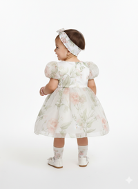 The "Ethereal Garden" Heirloom Organza Puff-Sleeve Frock