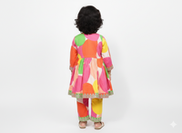 Vibrant Geometric Print Peplum Kurta Set
