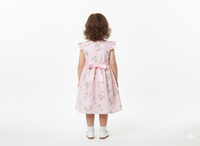 Girls' Vintage-Inspired Floral Print Cotton Dress with Flutter Sleeves