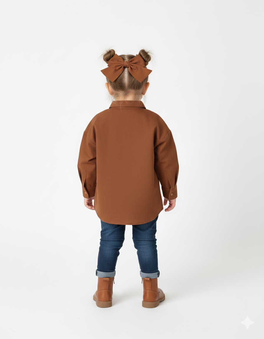 Girls’ Asymmetric Cut-Out Shirt in Terracotta