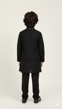 Boys' Festive Ethnic Wear with Gold Piping & Deer Motif