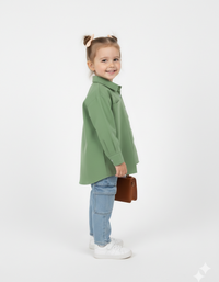 Girls’ Geometric Hem Layered Cotton Shirt