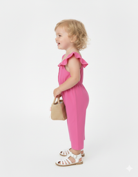Girls' Pink Ruffle Sleeve Jumpsuit