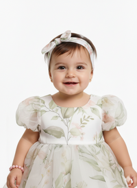 The "Ethereal Garden" Heirloom Organza Puff-Sleeve Frock