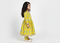 Sunshine Floral Angrakha Kurta Set for Girls