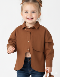Girls’ Asymmetric Cut-Out Shirt in Terracotta