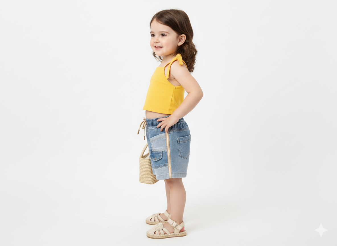 The "Playful Stripe" Distressed Denim Shorts