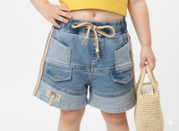 The "Playful Stripe" Distressed Denim Shorts