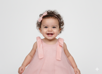 Girls' Shimmering Pastel Pink Tulle A-Line Dress with Shoulder Bow Accents
