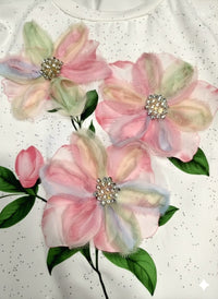 Girls White Floral Top