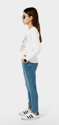 Girls White Floral Top