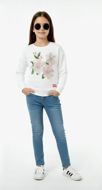 Girls White Floral Top