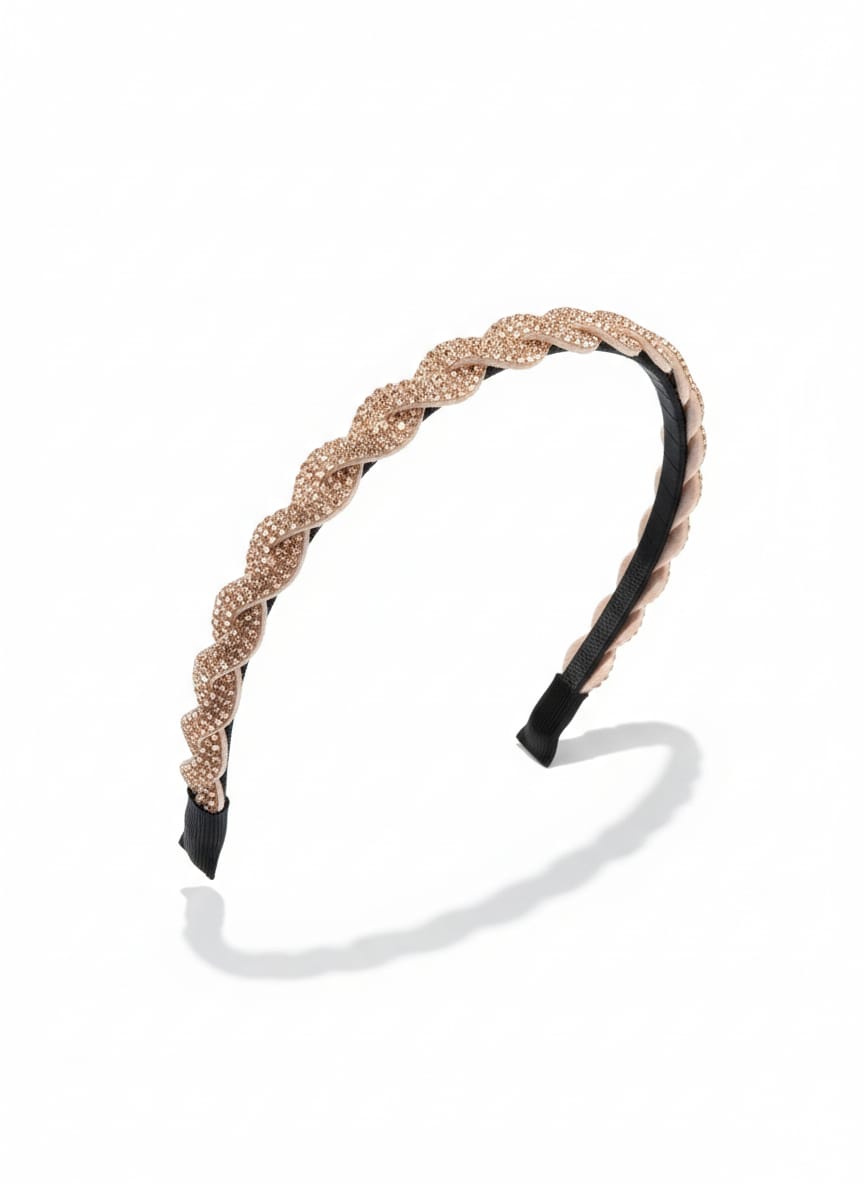 Golden braided, embellished headband