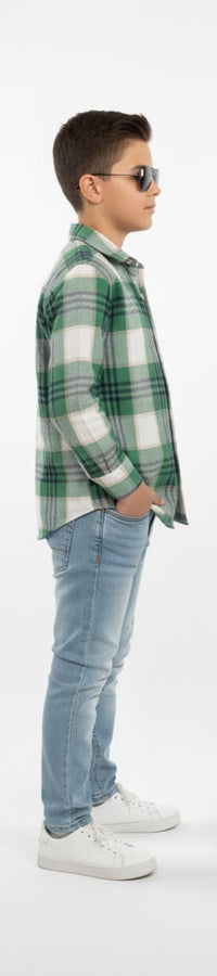 Green and White plaid shirt