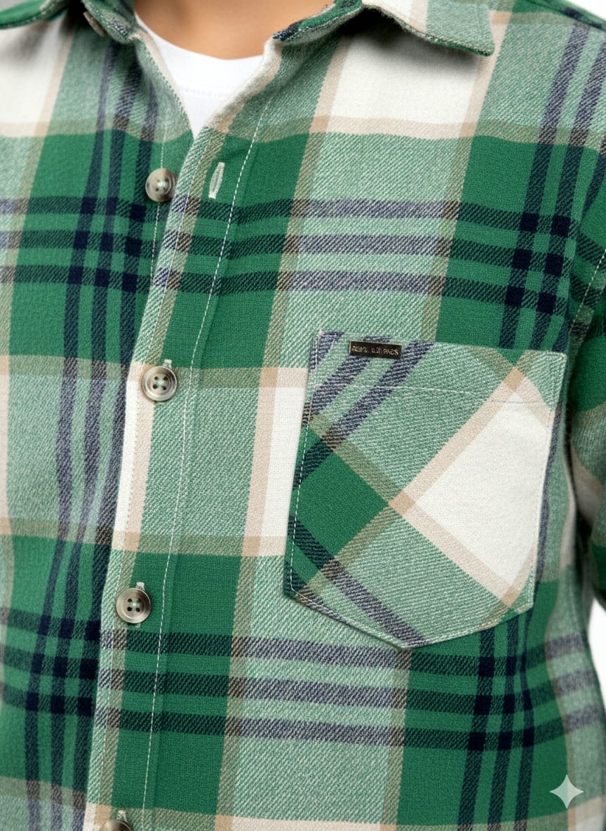 Green and White plaid shirt