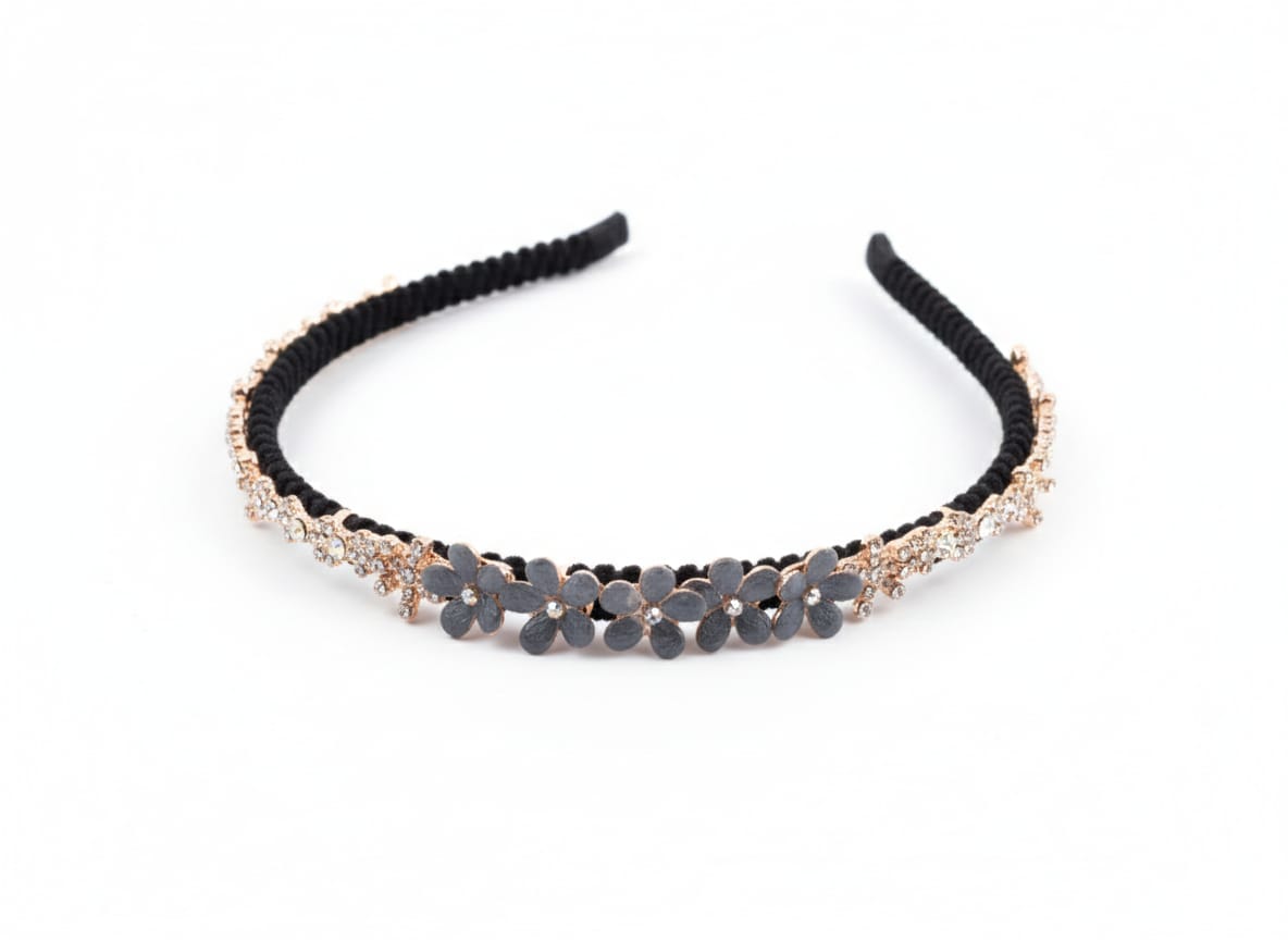 Grey Golden Jeweled Headband