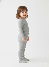 Grey Leggings with Floral Applique (Fleece)