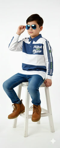 Horizontal Blue and White Polo Shirt