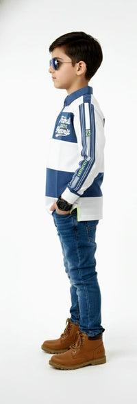 Horizontal Blue and White Polo Shirt