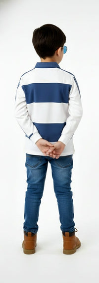 Horizontal Blue and White Polo Shirt