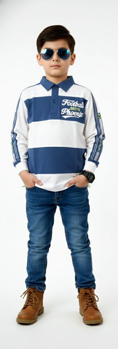 Horizontal Blue and White Polo Shirt