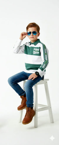 Horizontal Green and White Polo Shirt