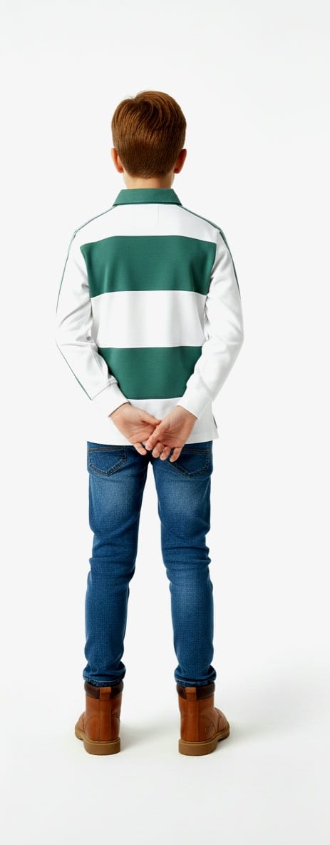 Horizontal Green and White Polo Shirt