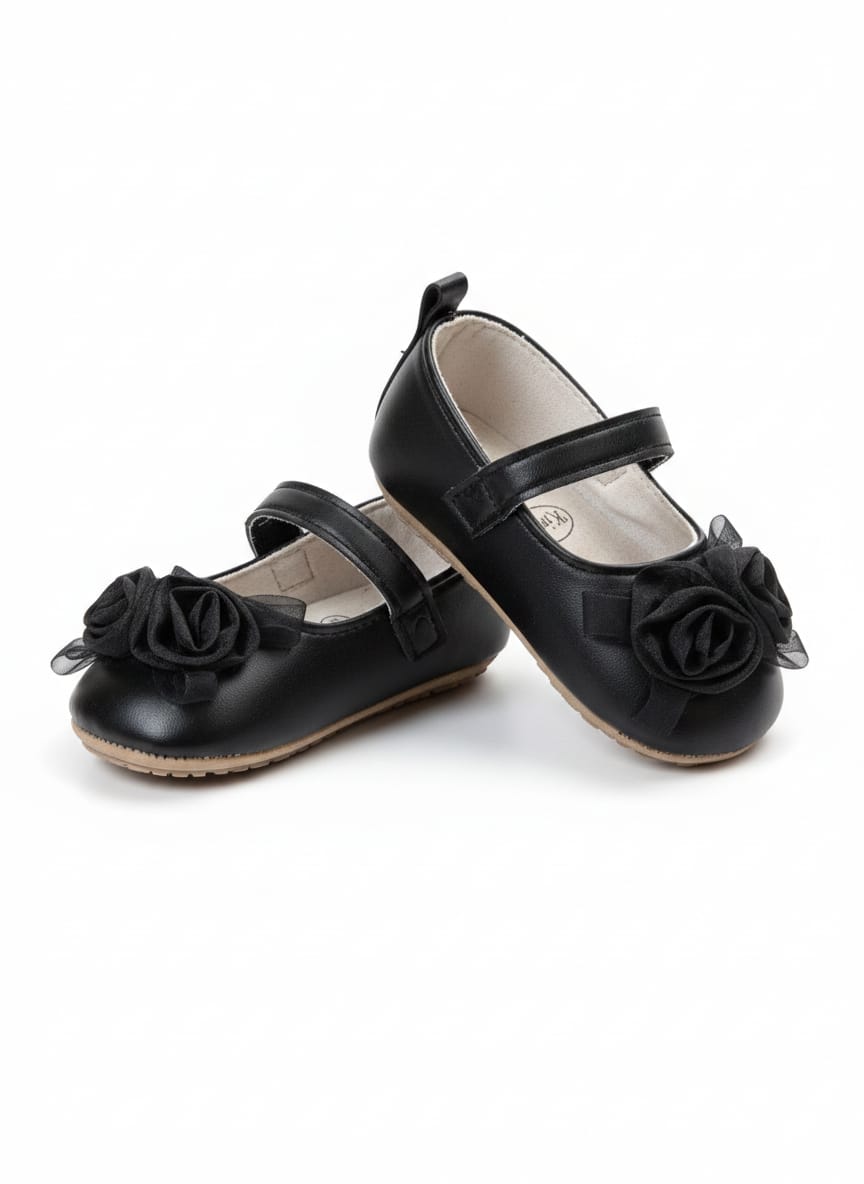 Infant Black Matte Finish Rosette Bellie